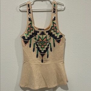 Express Peach Tank Top with Geometric Embellishments